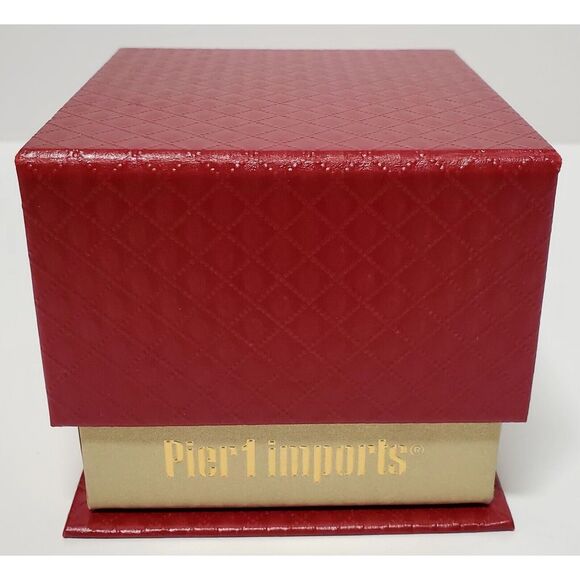 Pier 1 Li Bien 2016 Poinsettia Gold Bell Red Boxed Reverse Painted Ornament Box - Picture 8 of 10